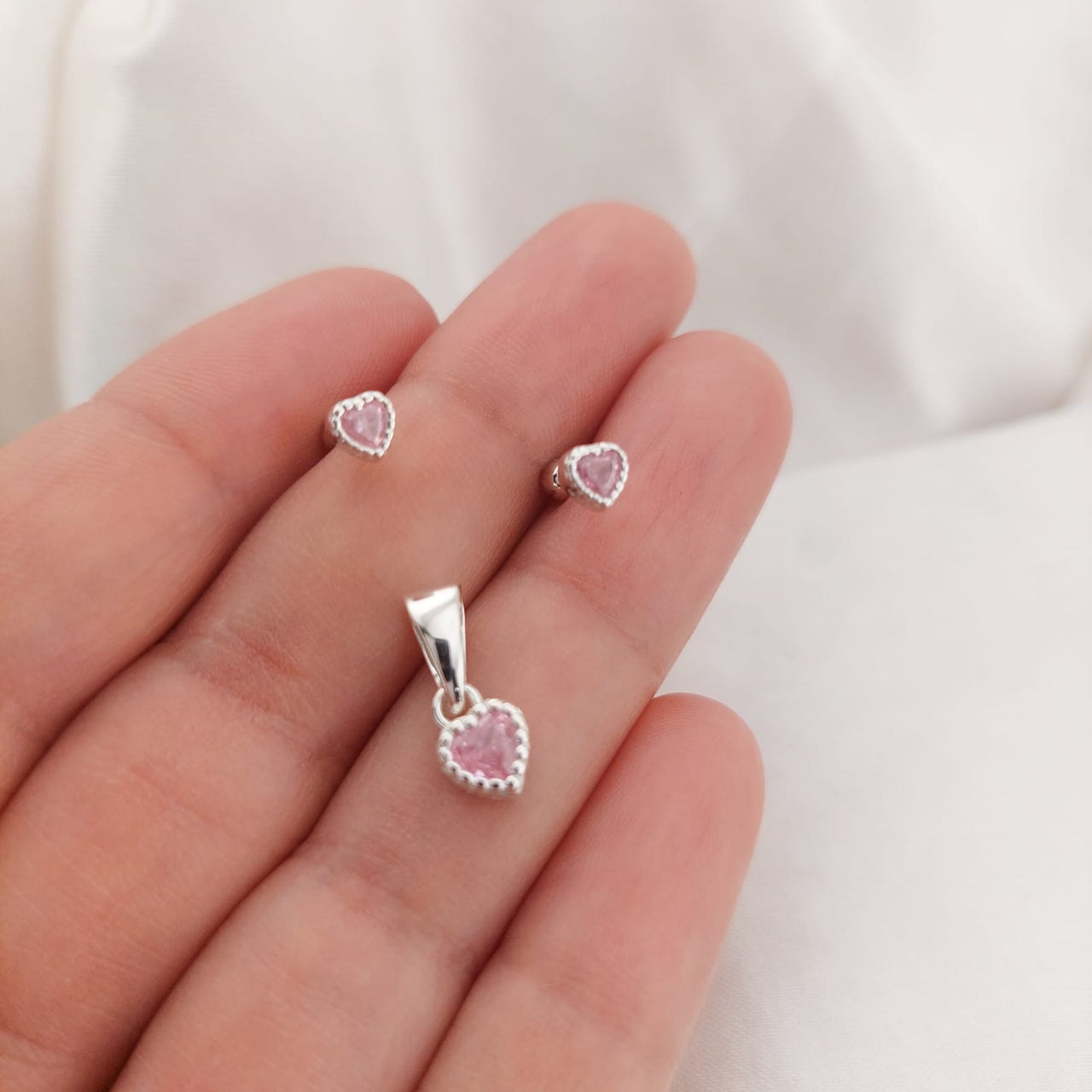 Juego Dama Nina Aretes Rosca Plata 925 25295
