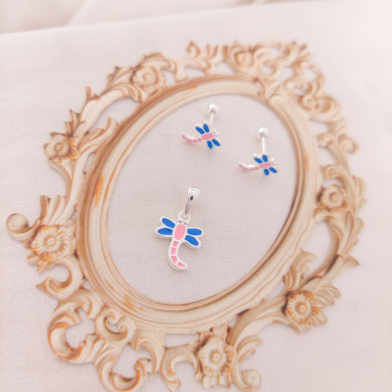 Juego Dama Nina Aretes Rosca Plata 925 25291