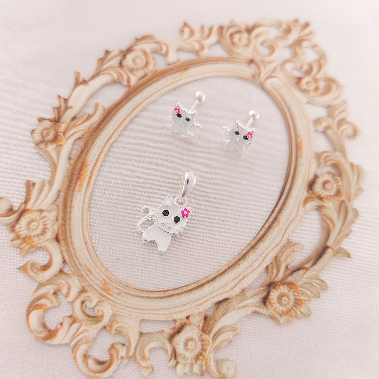 Juego Dama Nina Aretes Rosca Plata 925 25304