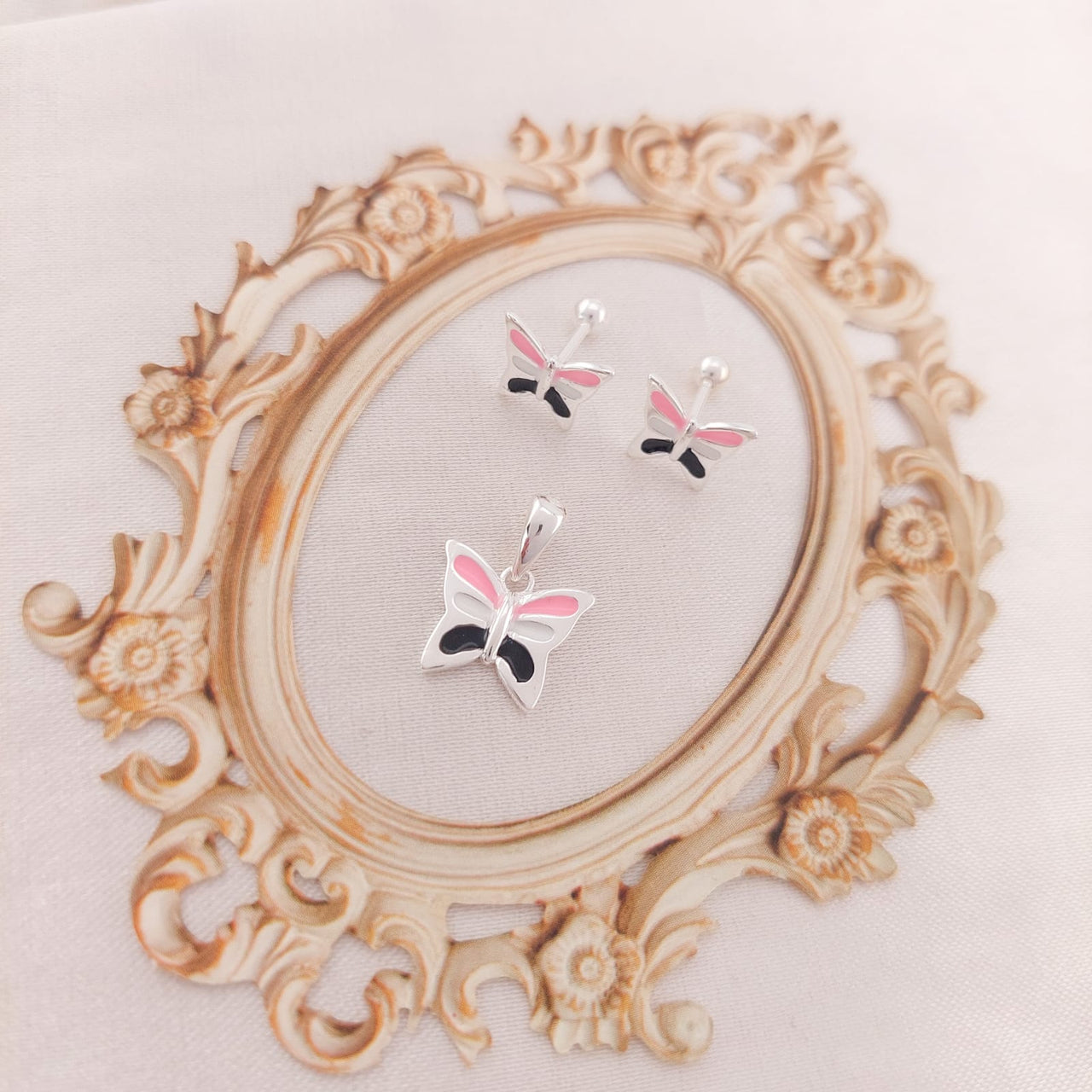 Juego Dama Nina Aretes Rosca Plata 925 25332