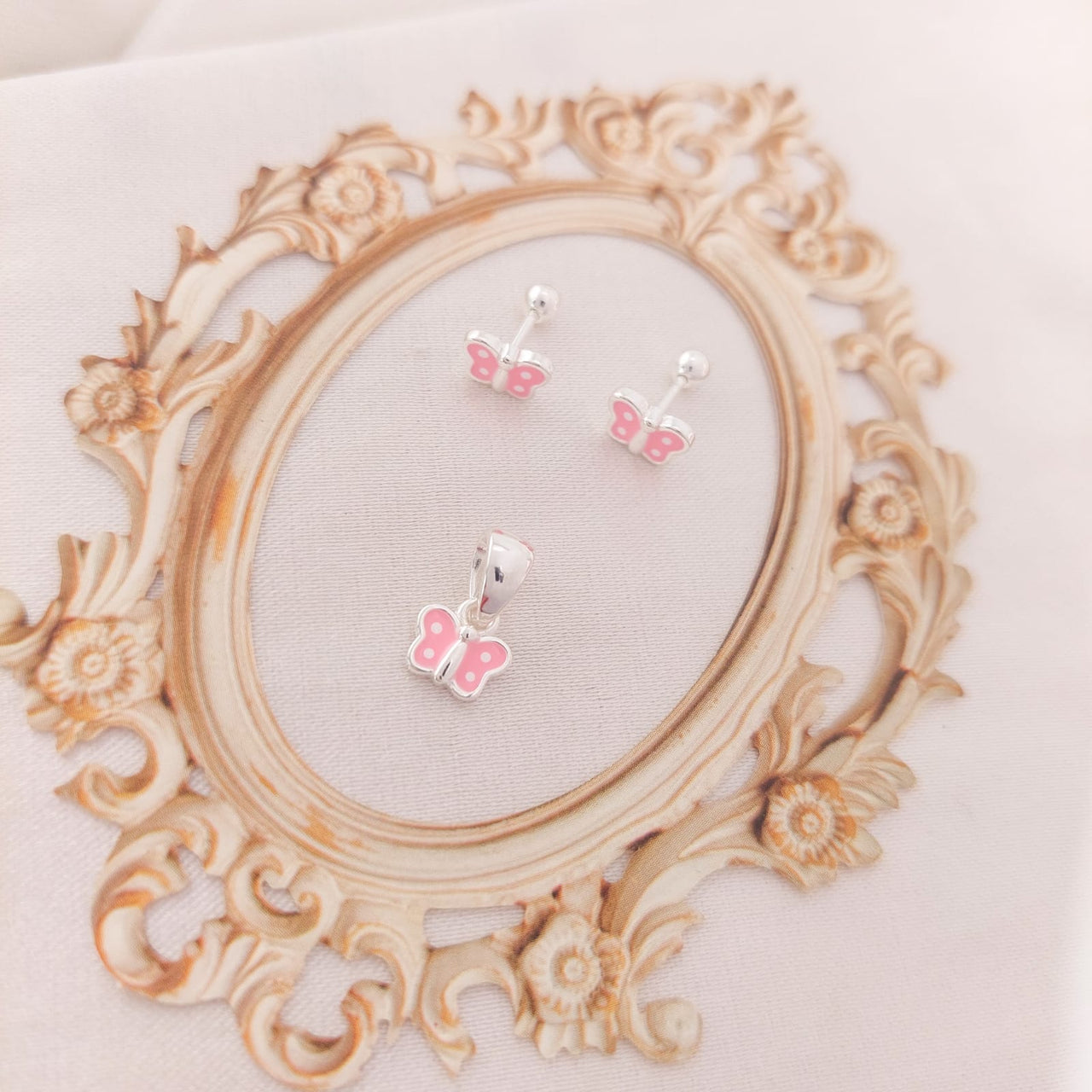 Juego Dama Nina Aretes Rosca Plata 925 25306