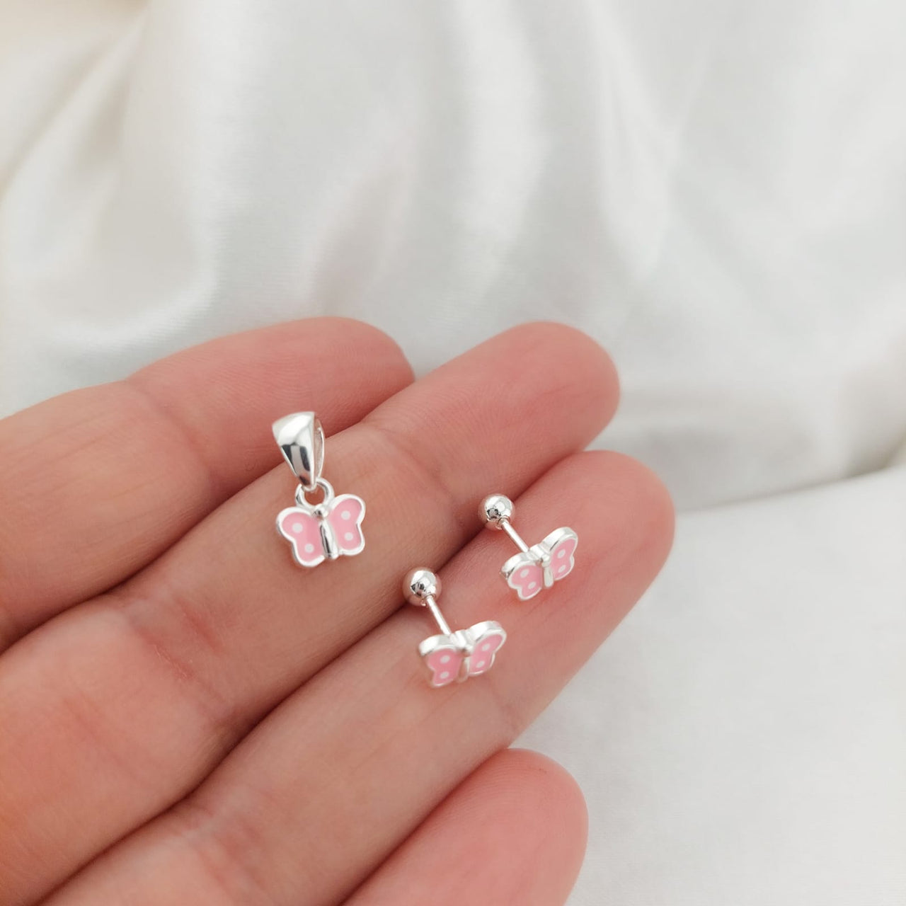 Juego Dama Nina Aretes Rosca Plata 925 25306