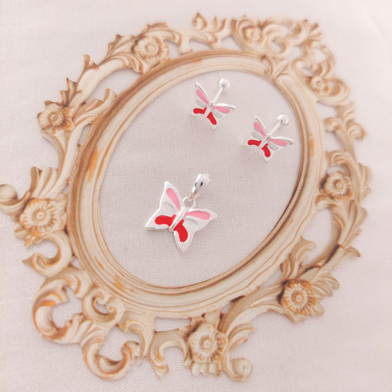Juego Dama Nina Aretes Rosca Plata 925 25334