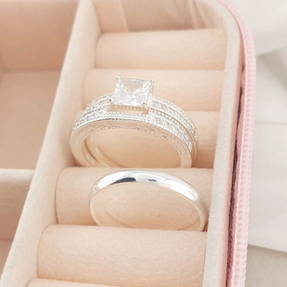 Anillos Tríos Matrimonio Plata 925 25585