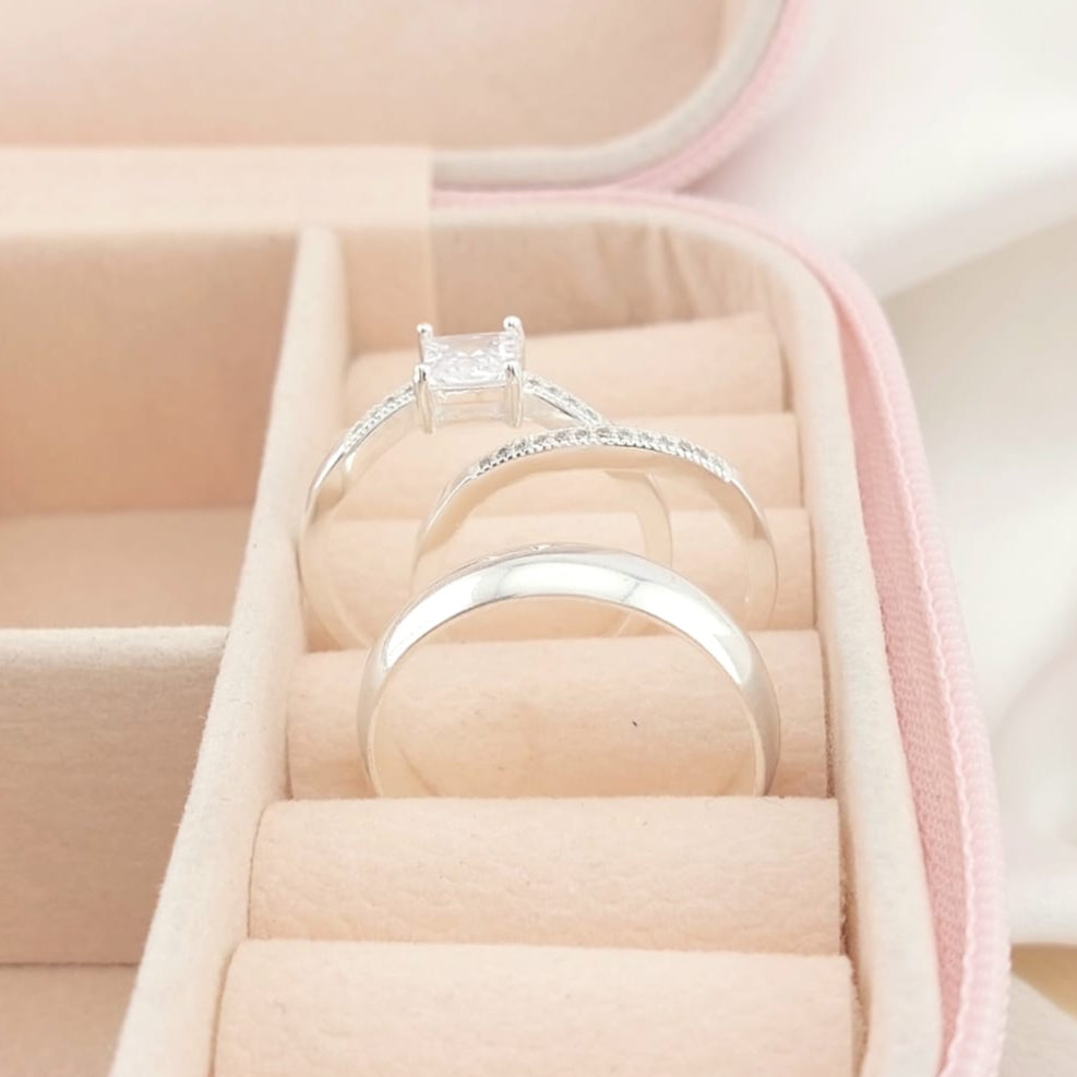 Anillos Tríos Matrimonio Plata 925 25584