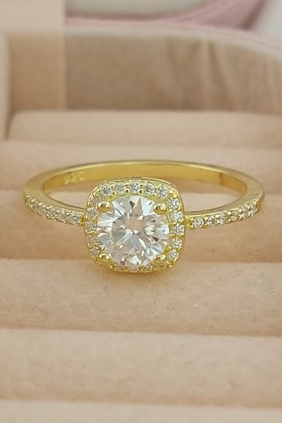 Anillo Compromiso Plata 925 Baño Oro 18k Diamante Moissanita TW 1.184CT VVS1 Certificado 25610