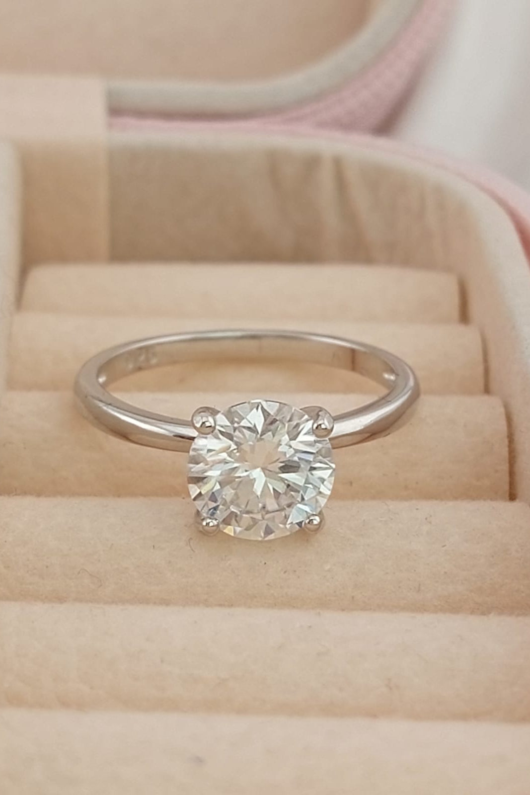 Anillo Compromiso Plata 925 Rodio con Piedra Diamante Moissanita TW 2.0CT VVS1 Certificado 25612