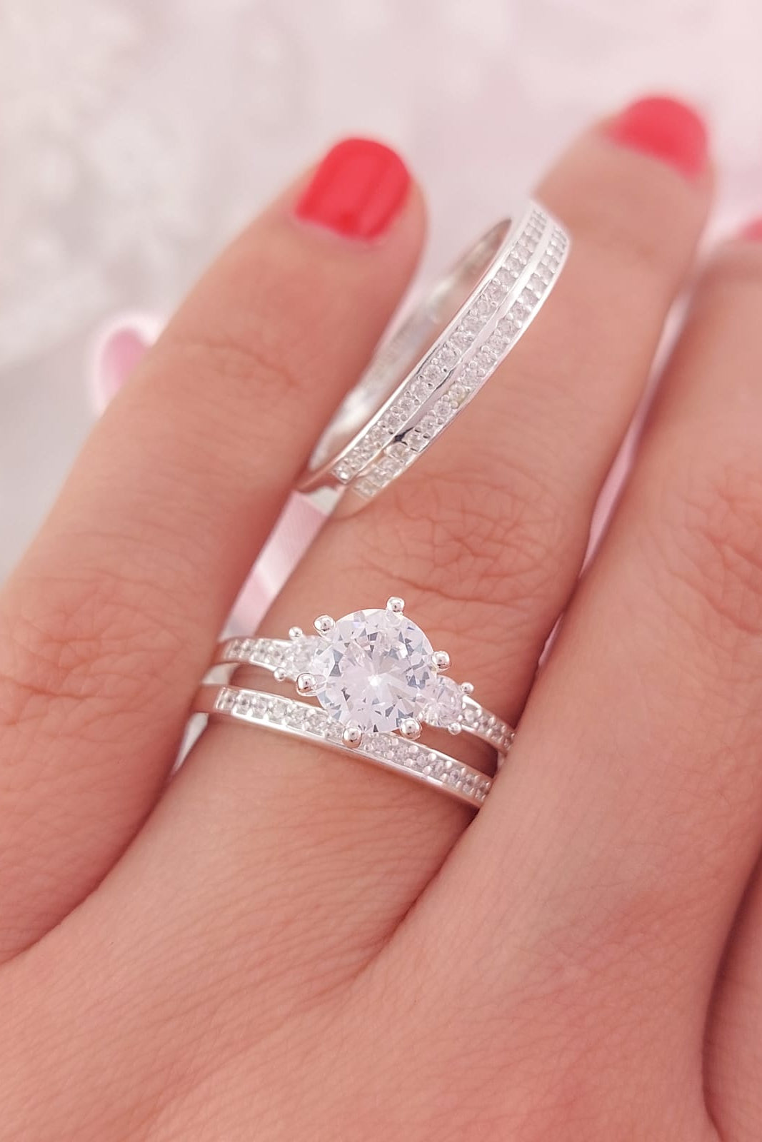 Anillos Tríos Matrimonio Plata 925 25662