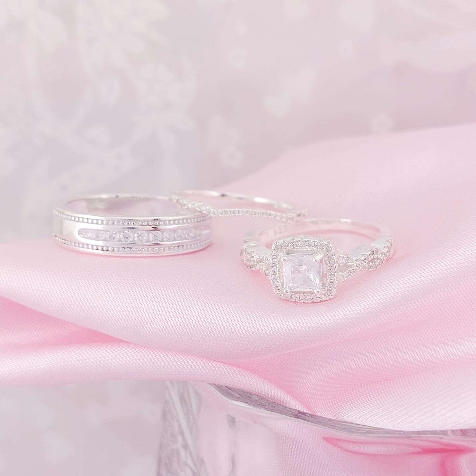 Anillos Tríos Matrimonio Plata 925 25667