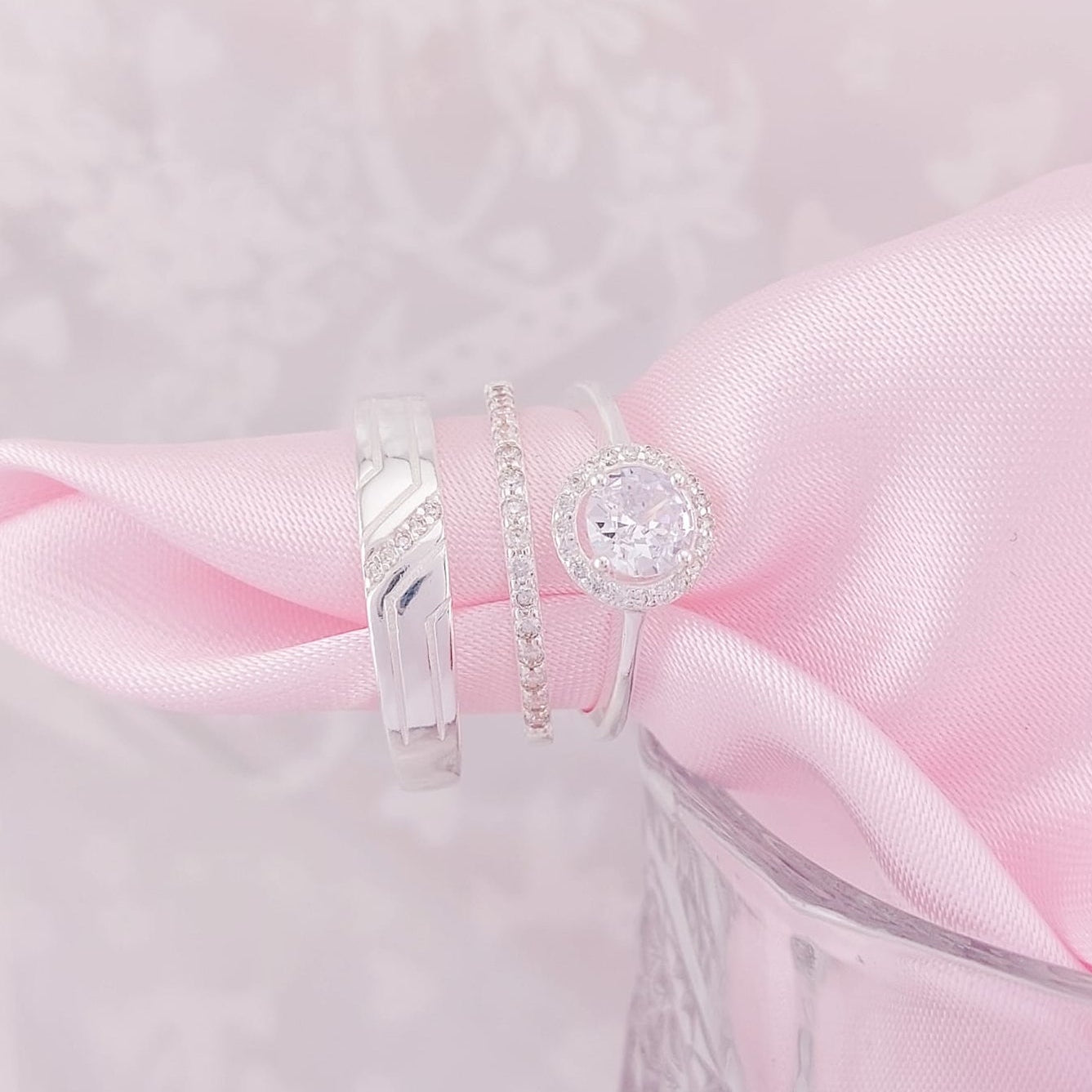 Anillos Tríos Matrimonio Plata 925 25666