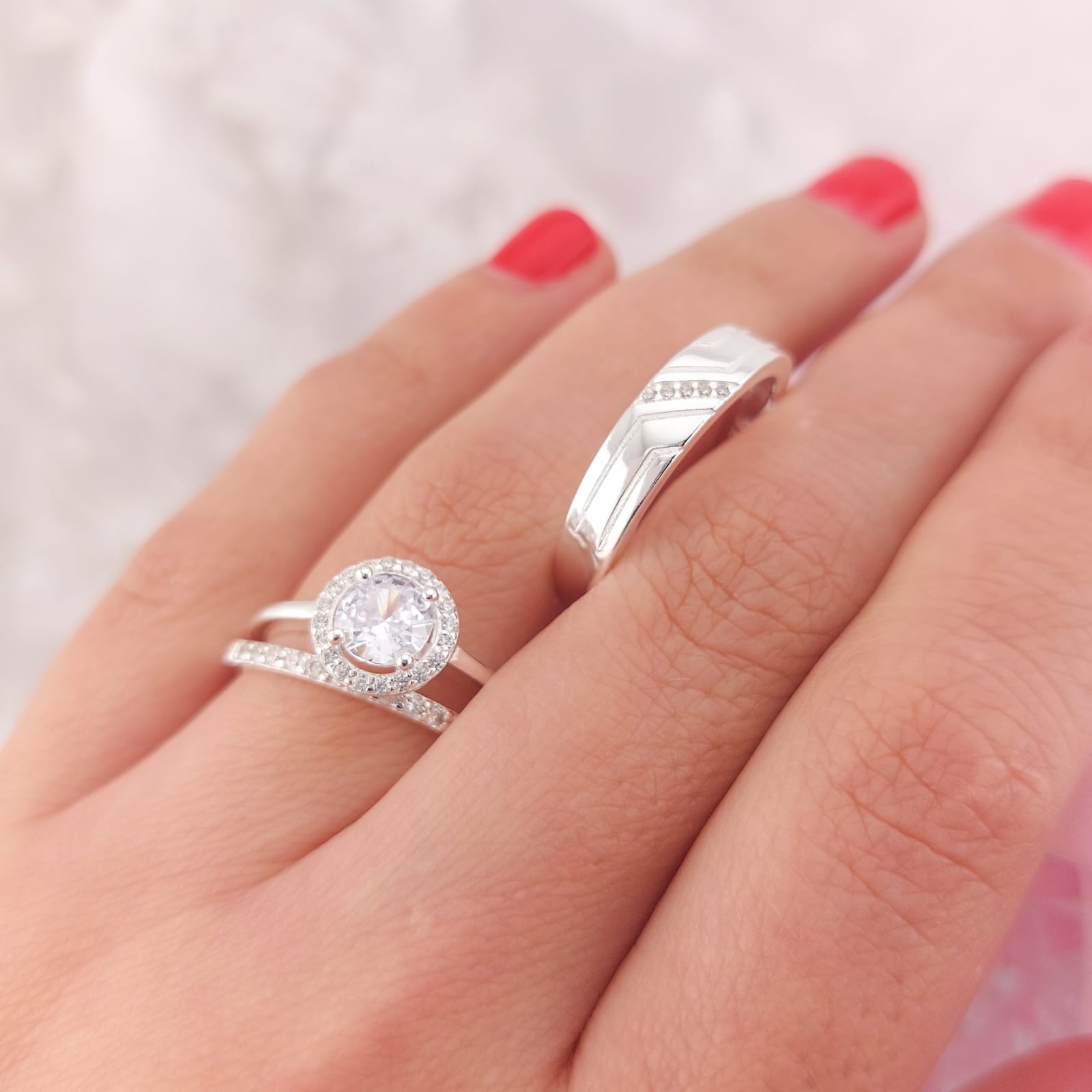 Anillos Tríos Matrimonio Plata 925 25666