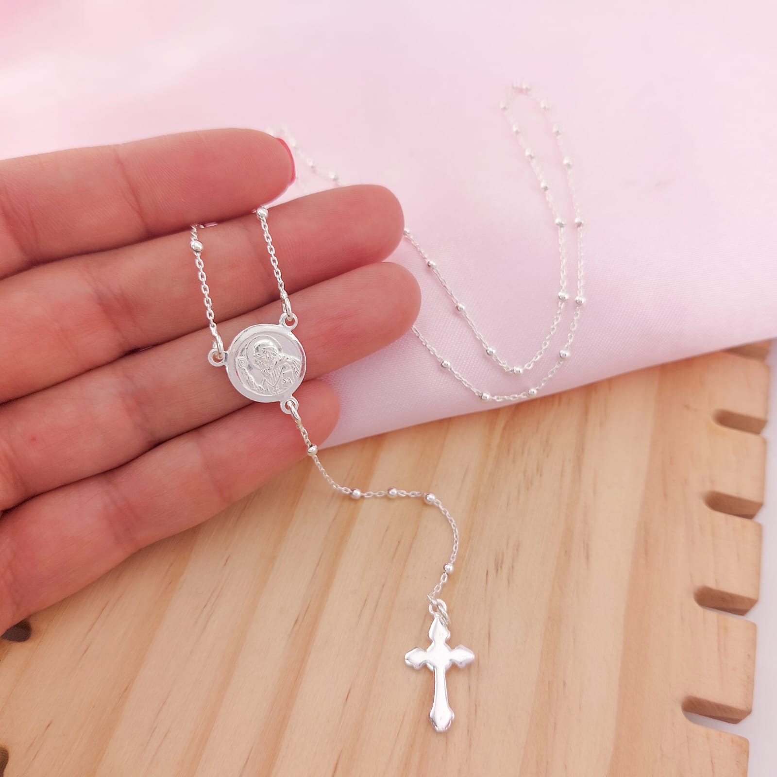 Rosario San Benito Largo 60cm Bola 2mm Plata 925 25671