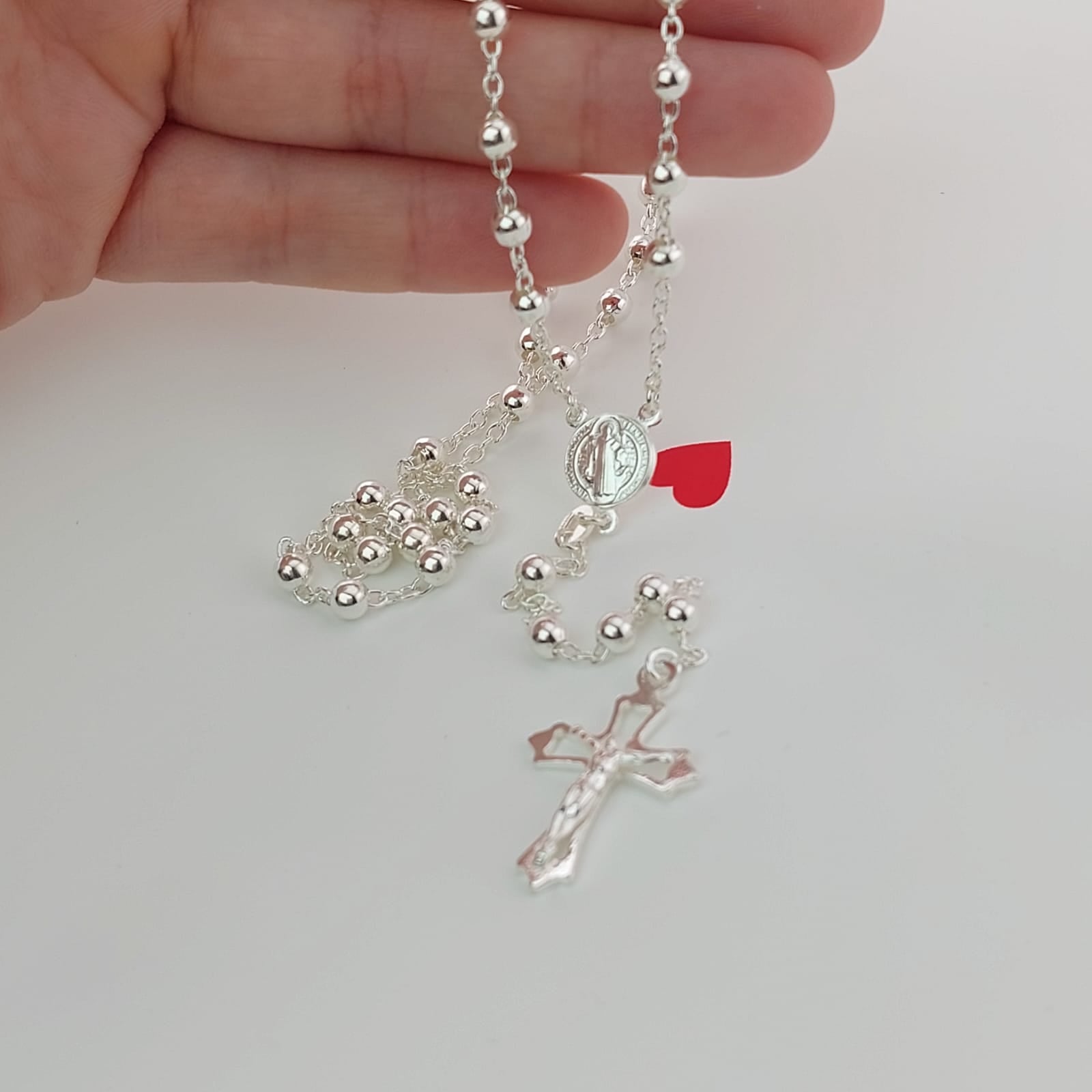 Rosario San Benito Largo Bola 4mm Plata 925 25740