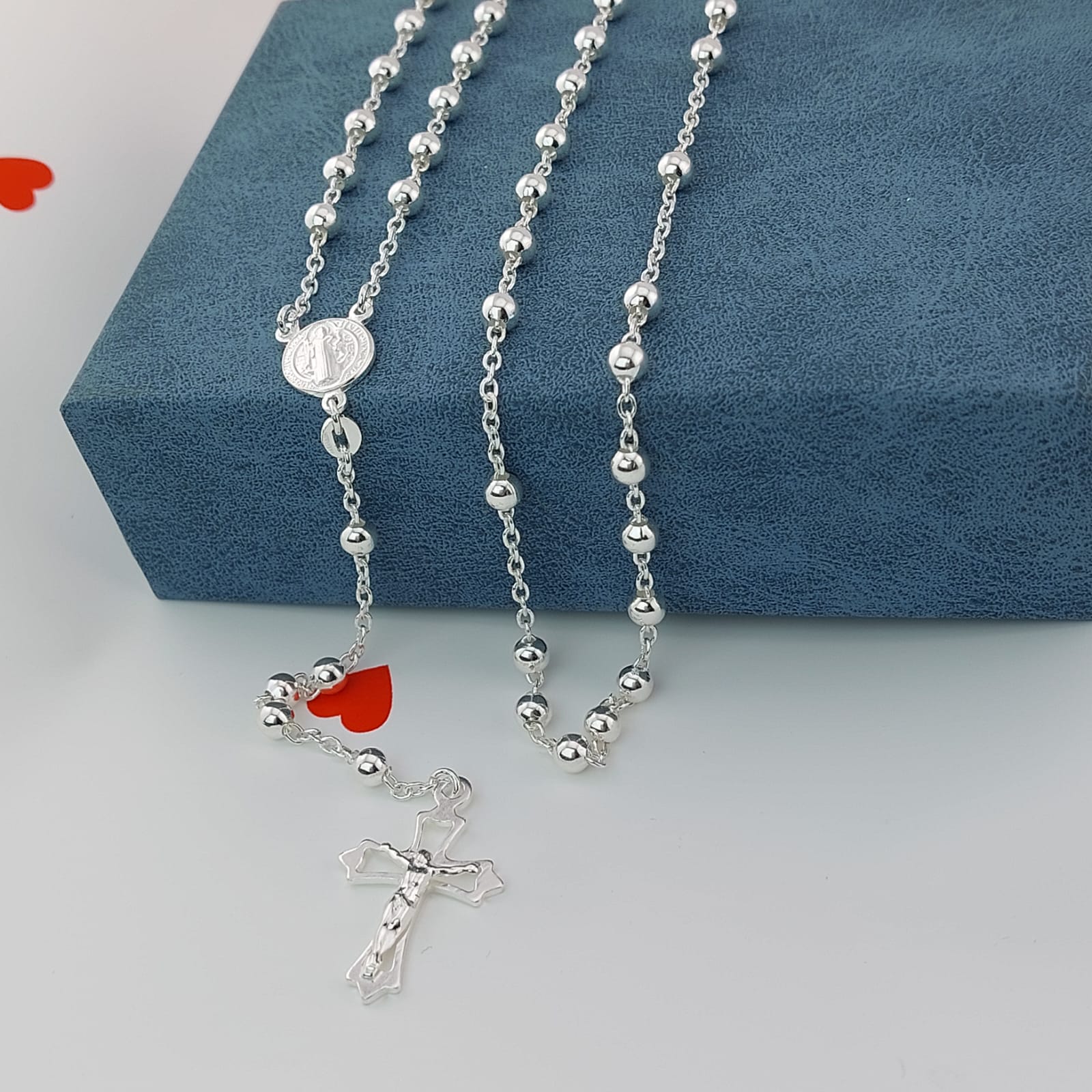 Rosario San Benito Largo Bola 4mm Plata 925 25740