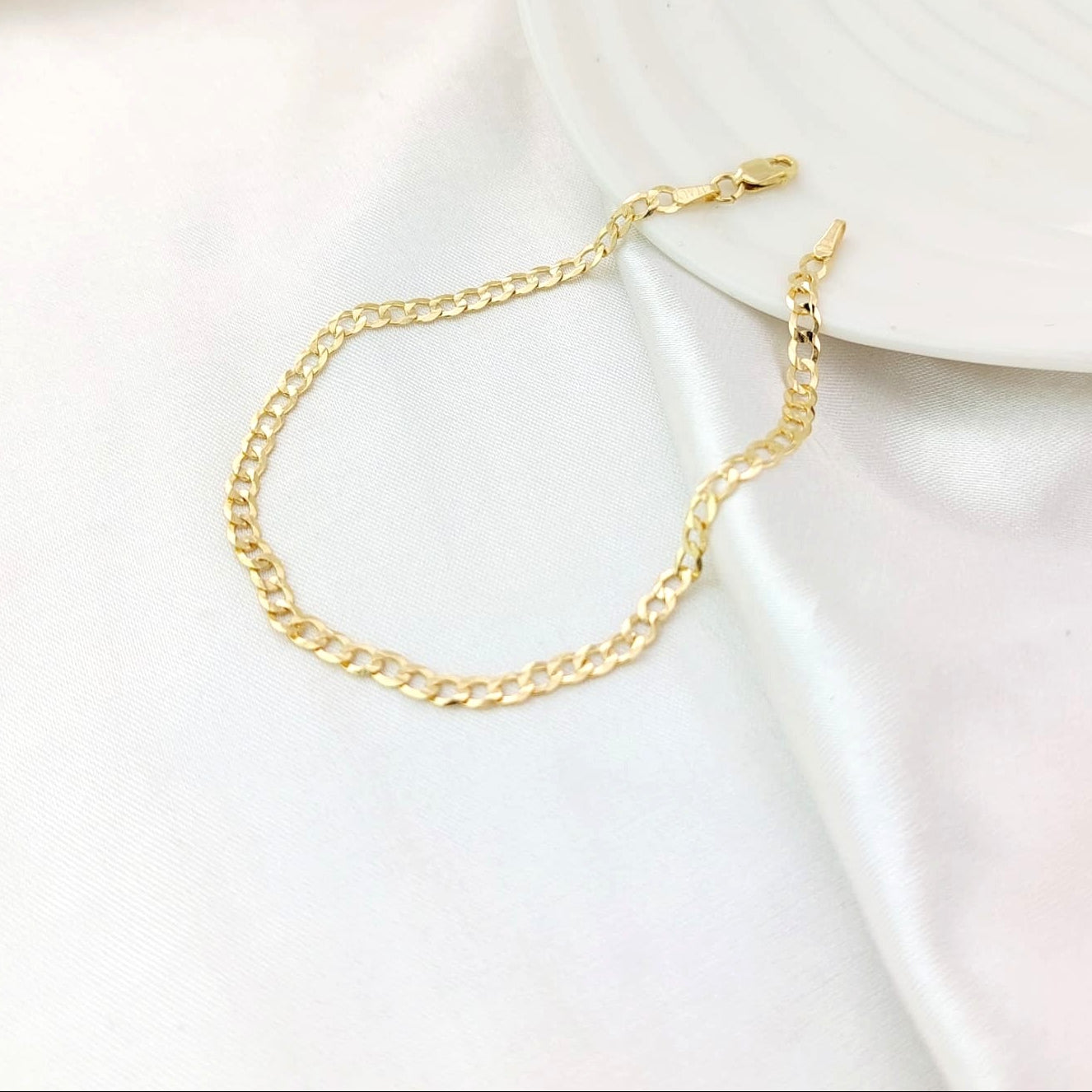 Pulsera Grumet Maciza 18cm X 3mm Oro 10k 25768