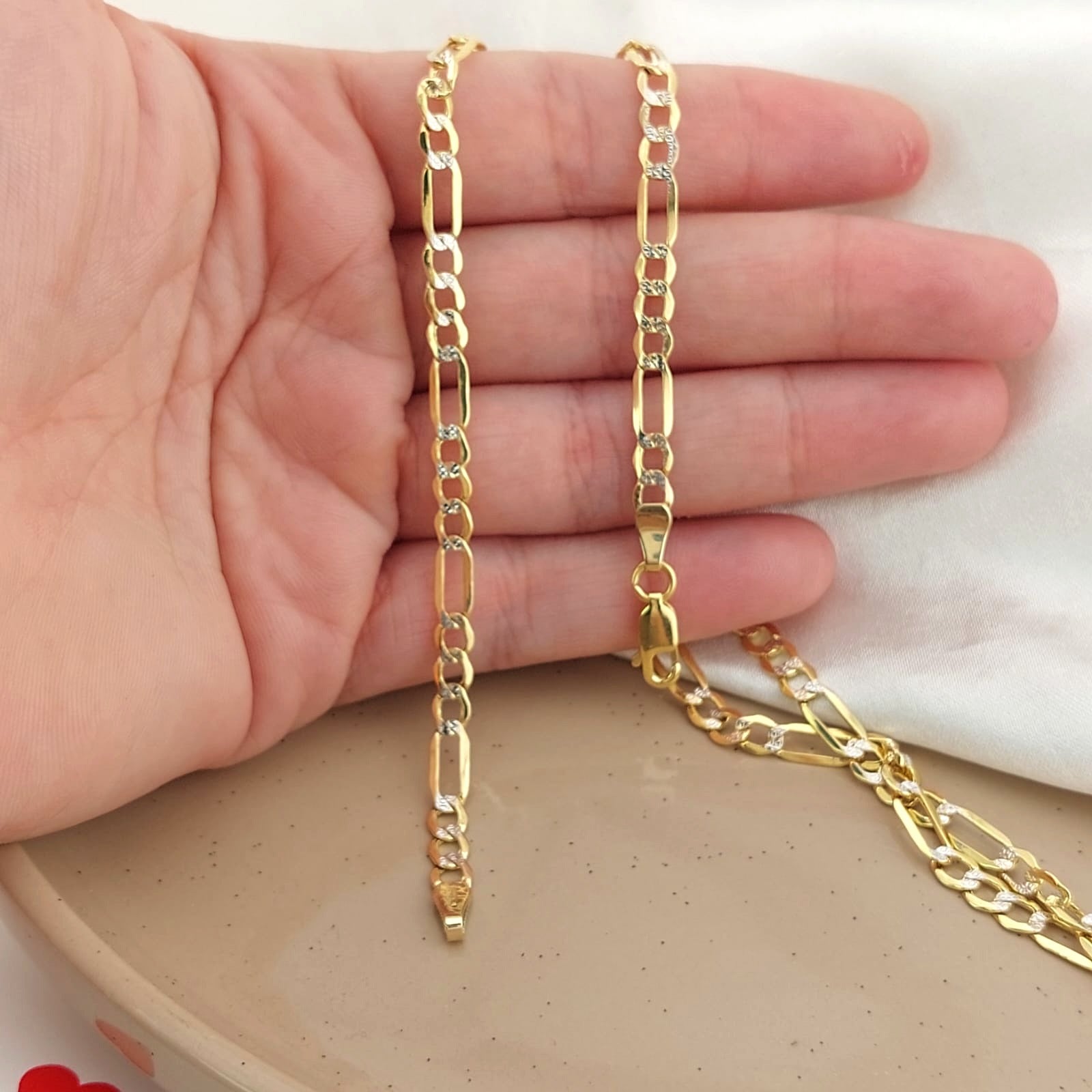 Cadena Fígaro Diamantada 60cm/3.5mm Oro 10k Italia 25784