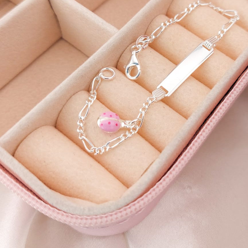 Pulsera Placa Ninas 15cm Plata 925 25855