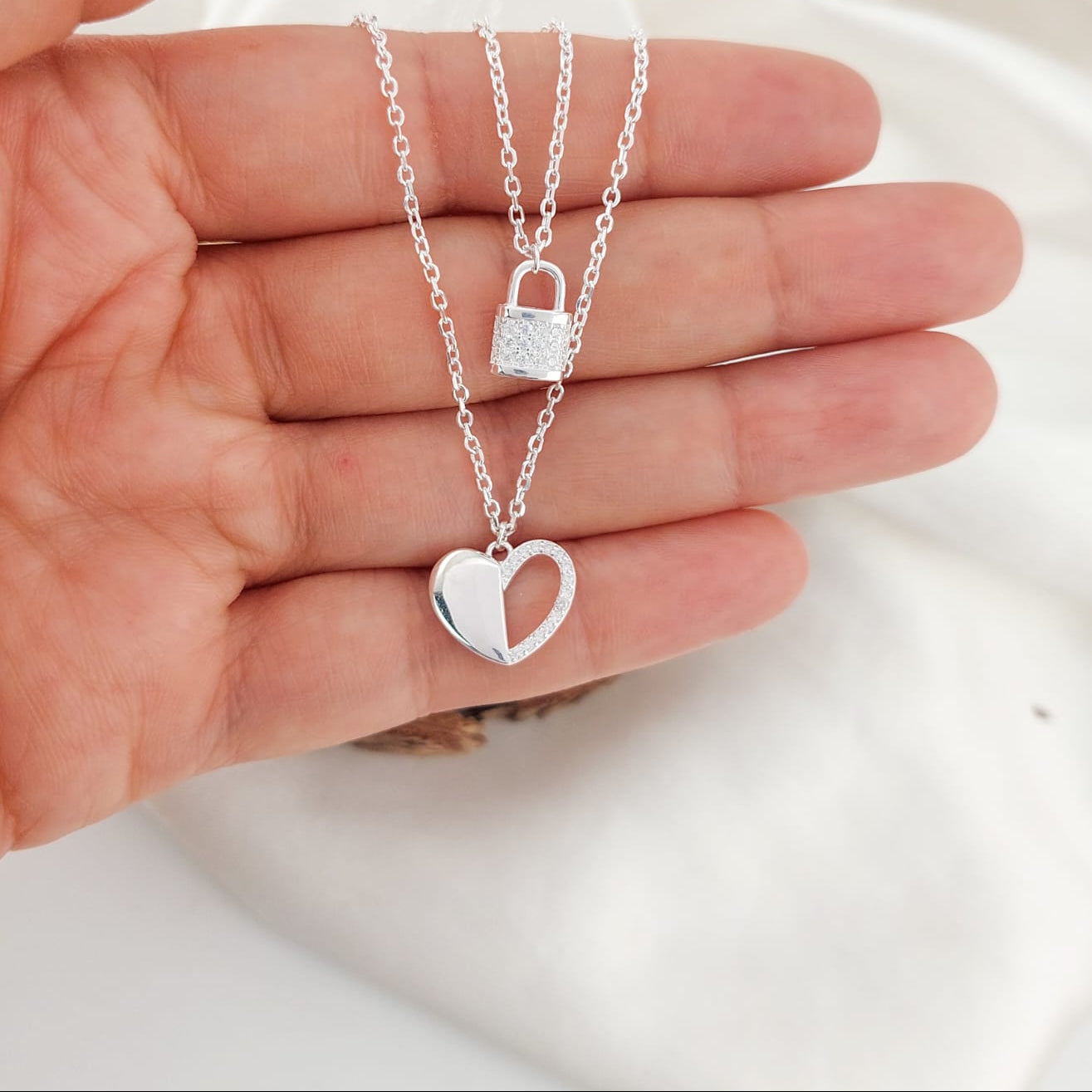 Collar Doble Dama 40-50cm Plata 925 25927