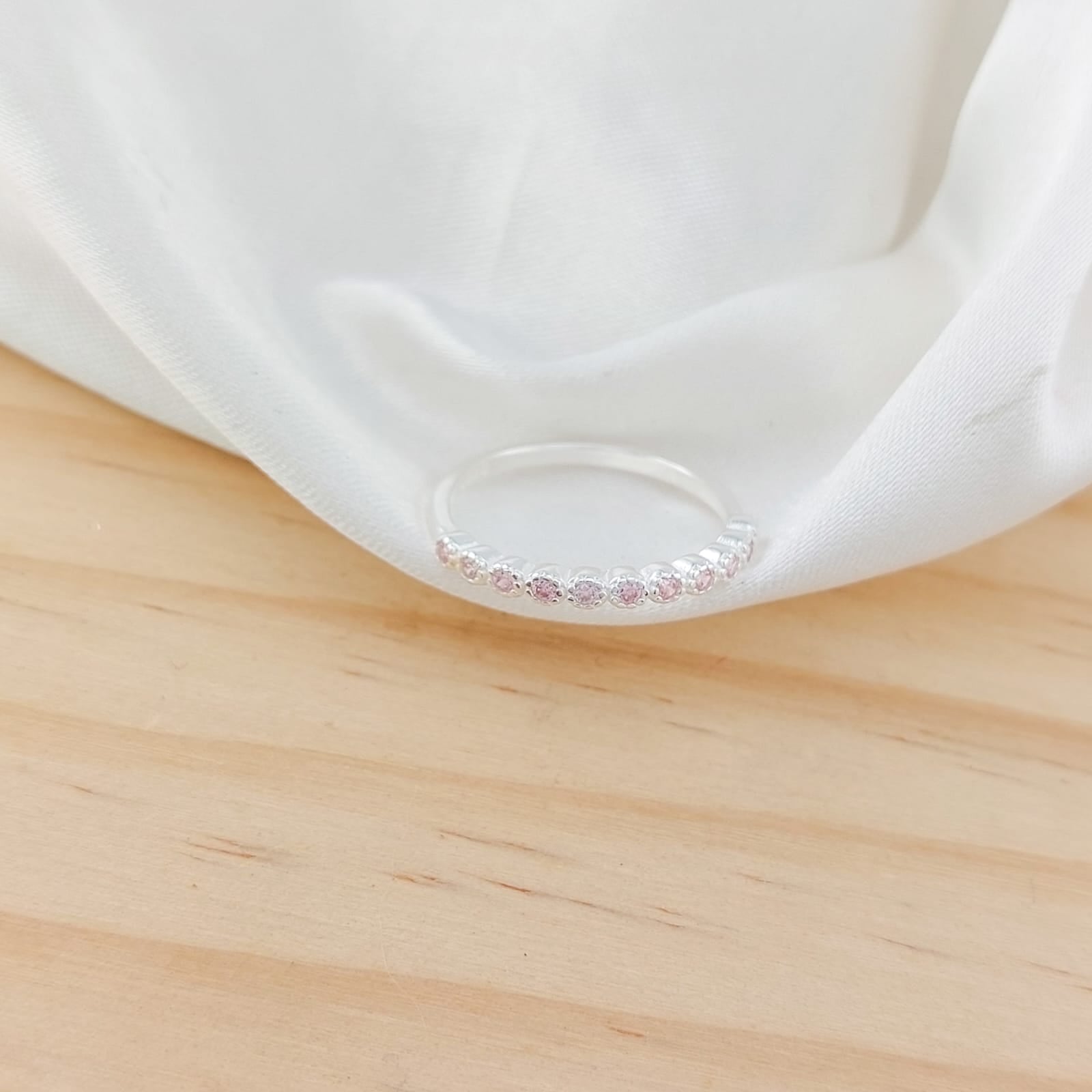 Anillo Cintillo Rosado Plata 925 25998