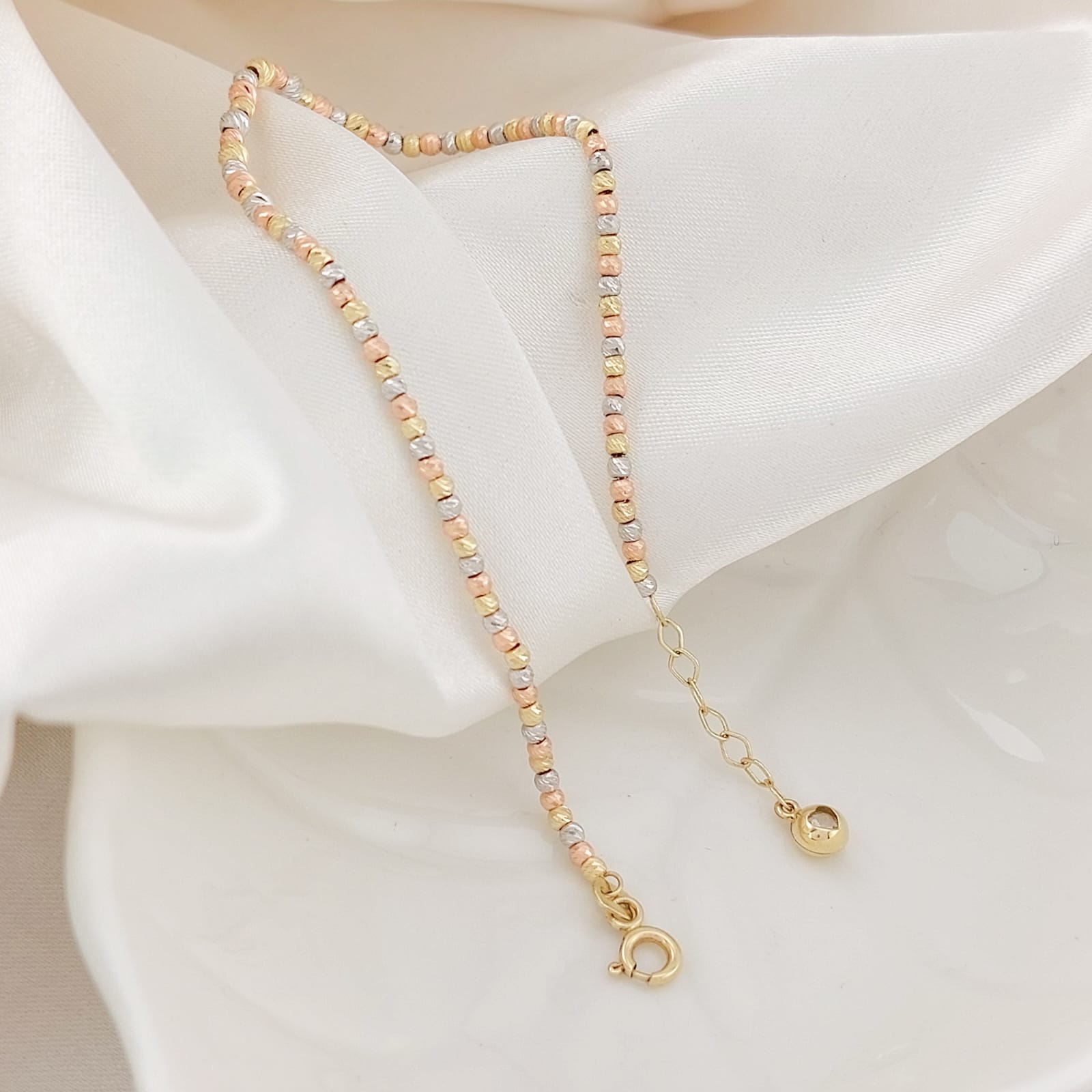 Pulsera Dama Tres Tonos 17-19cm Oro 10k 26036