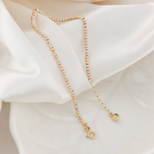 Pulsera Dama Tres Tonos 17-19cm Oro 10k 26036