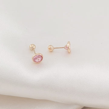 Dormilones Biselado Rosado 5mm Oro 10k 26115