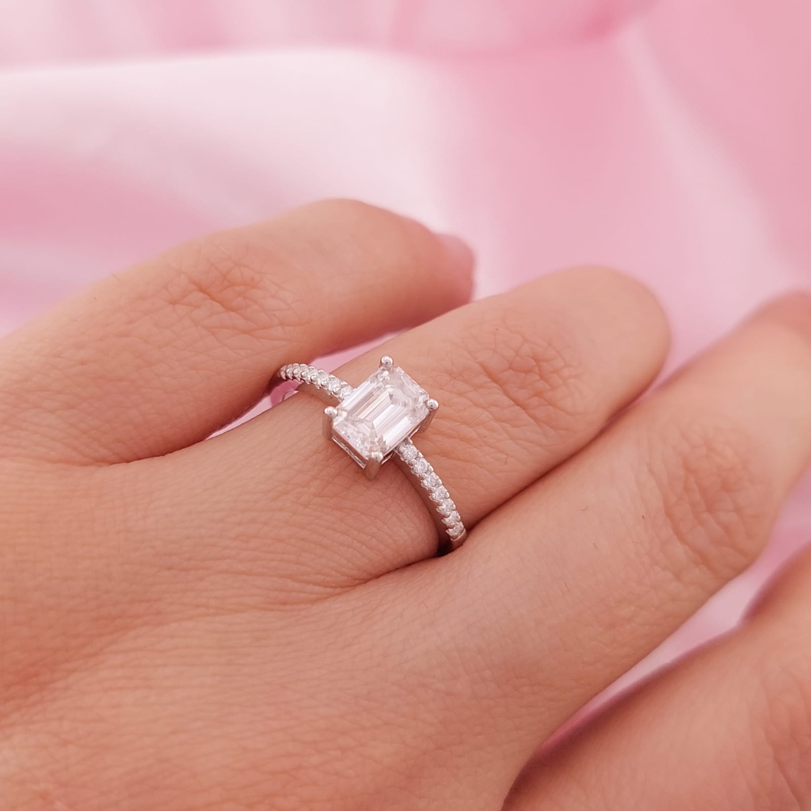 Anillo Compromiso Moissanita TW 1.112CT VVS1 Plata 925 26108