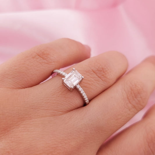 Anillo Compromiso Moissanita TW 1.112CT VVS1 Plata 925 26108