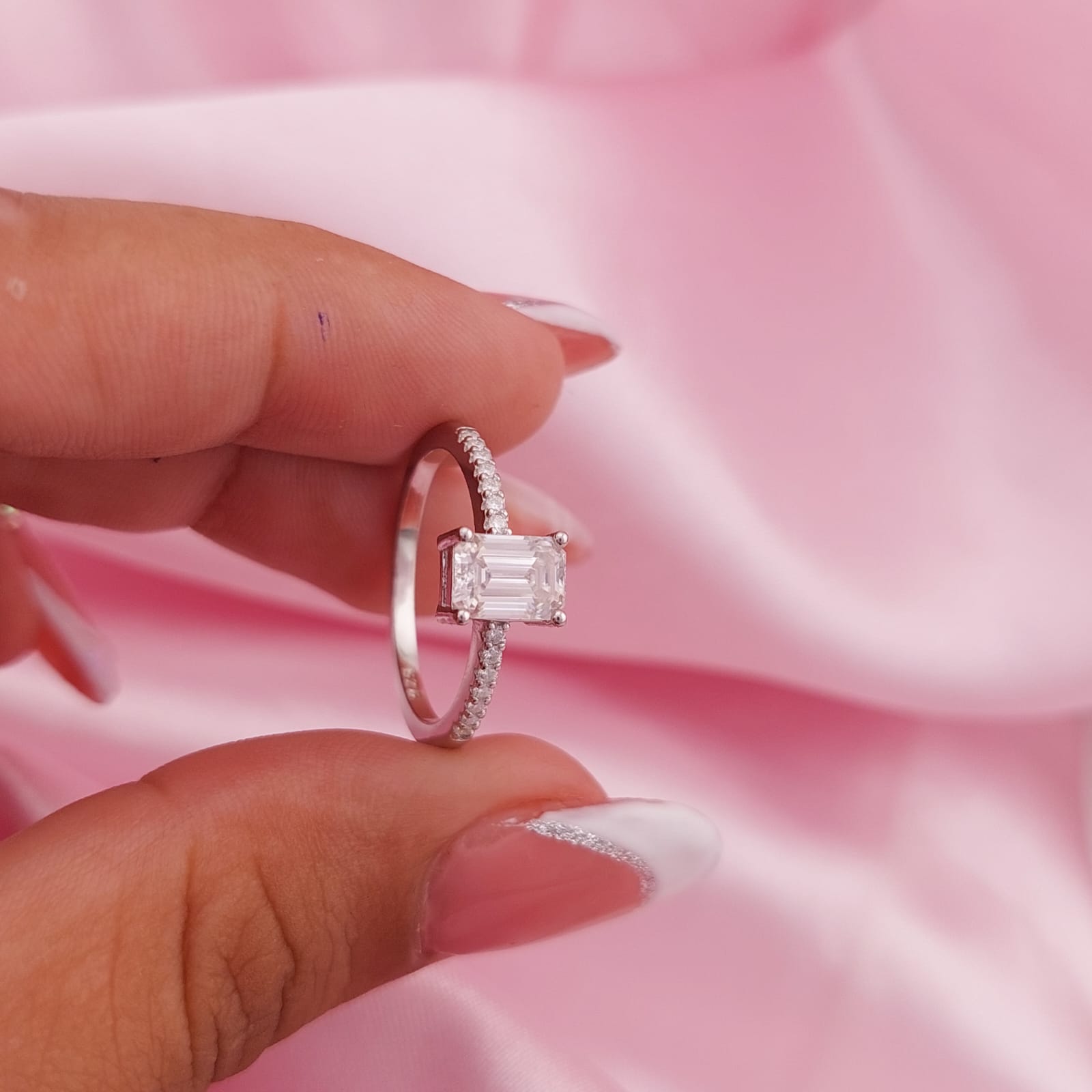 Anillo Compromiso Moissanita TW 1.112CT VVS1 Plata 925 26108