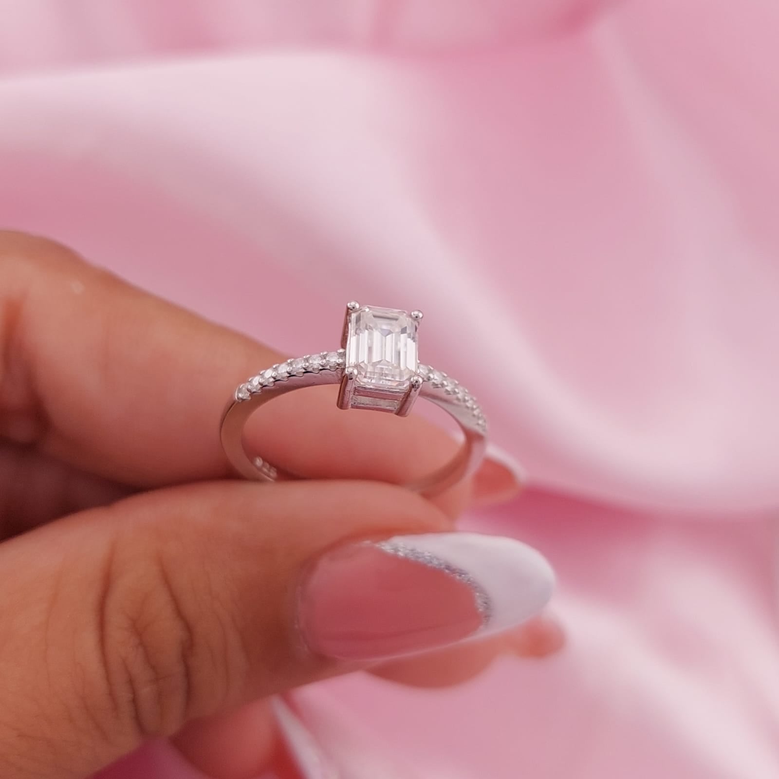 Anillo Compromiso Moissanita TW 1.112CT VVS1 Plata 925 26108