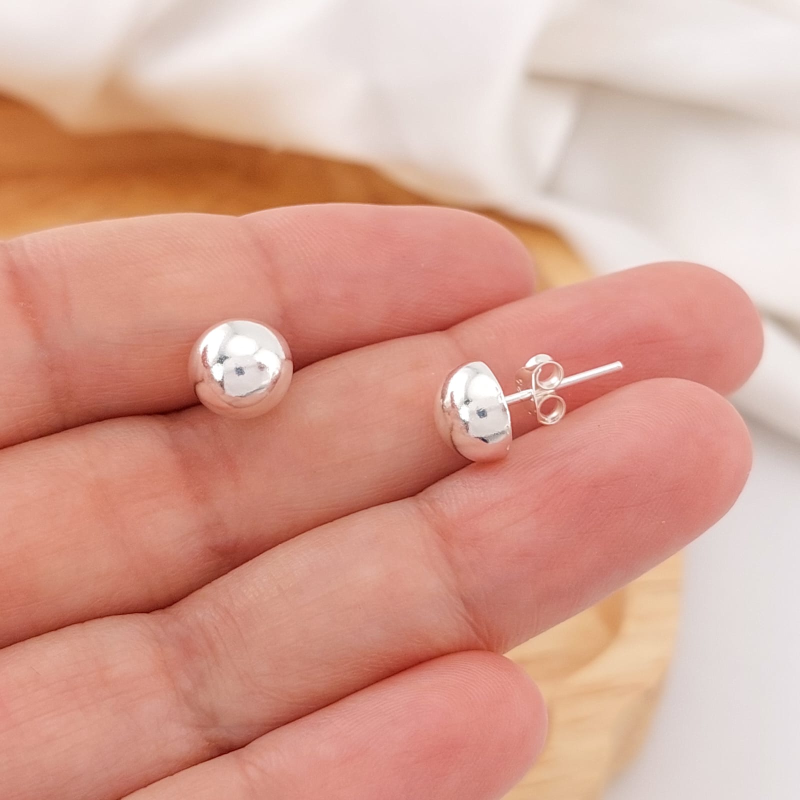 Aretes Media Bola 7mm Plata 925 26162