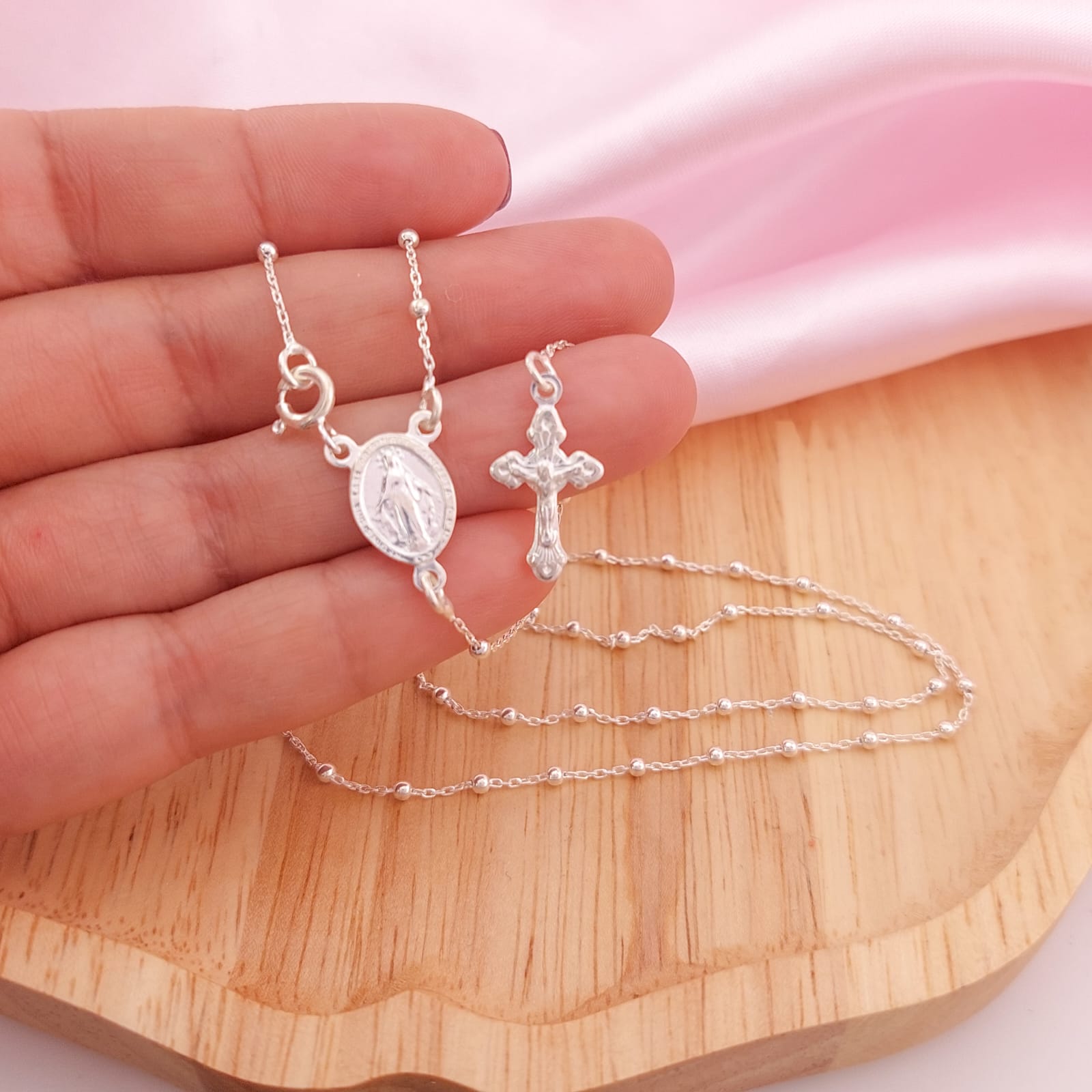 Rosario Virgen 50cm Bola 2mm Plata 925 26176