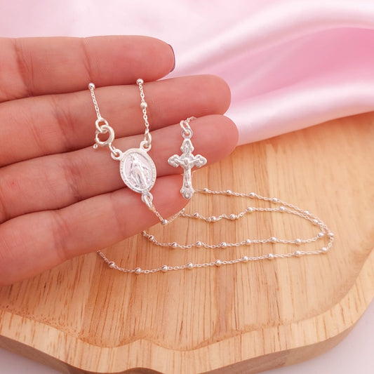 Rosario Virgen 50cm Bola 2mm Plata 925 26176
