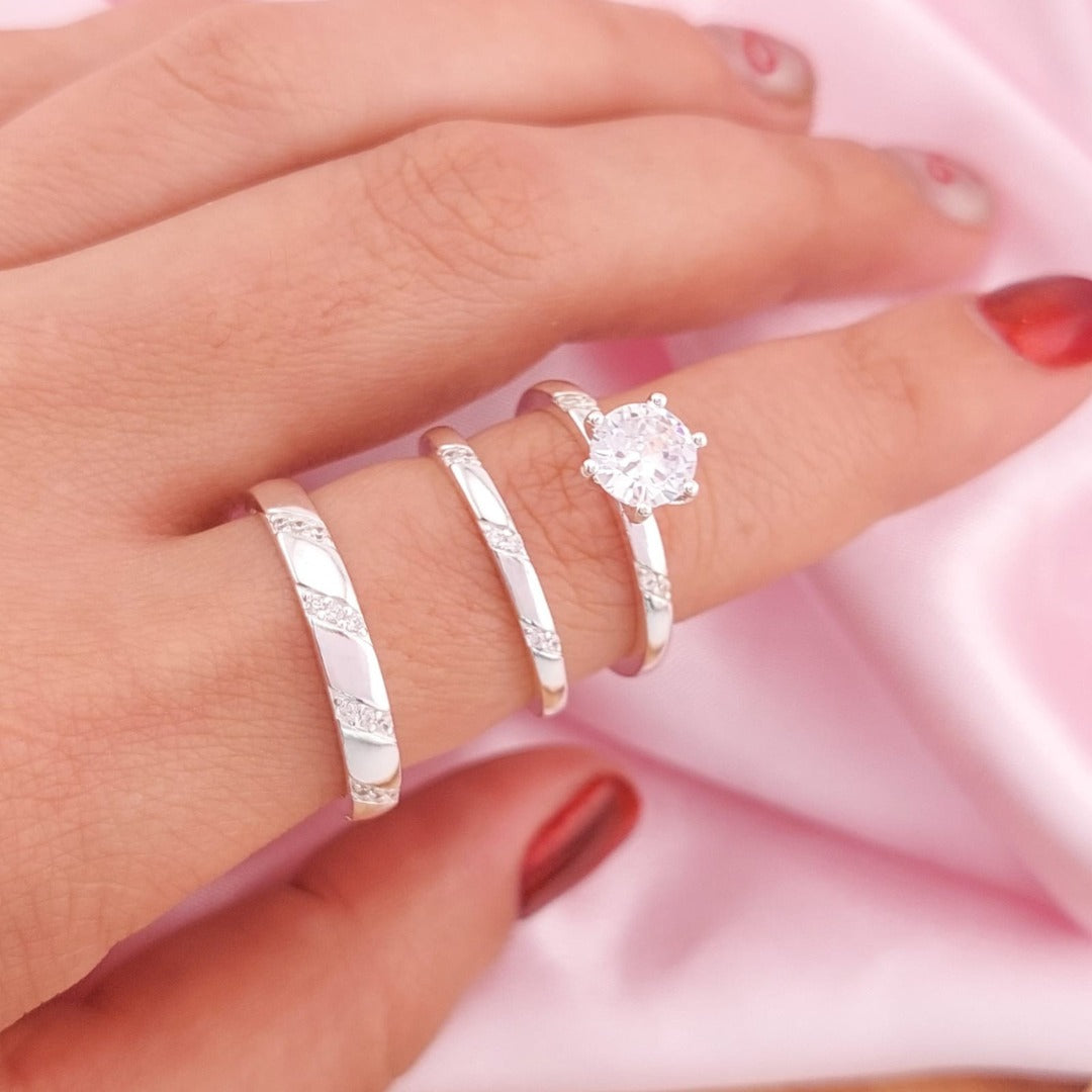 Anillos Tríos Matrimonio Plata 925 26251