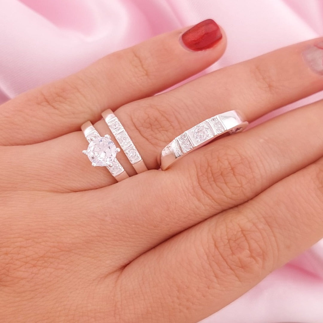 Anillos Tríos Matrimonio Plata 925 26254