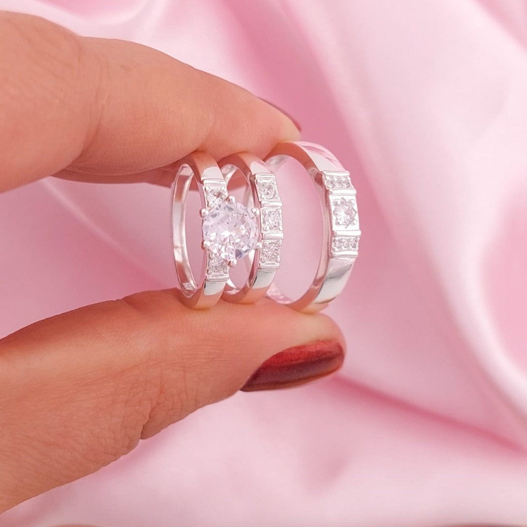 Anillos Tríos Matrimonio Plata 925 26254