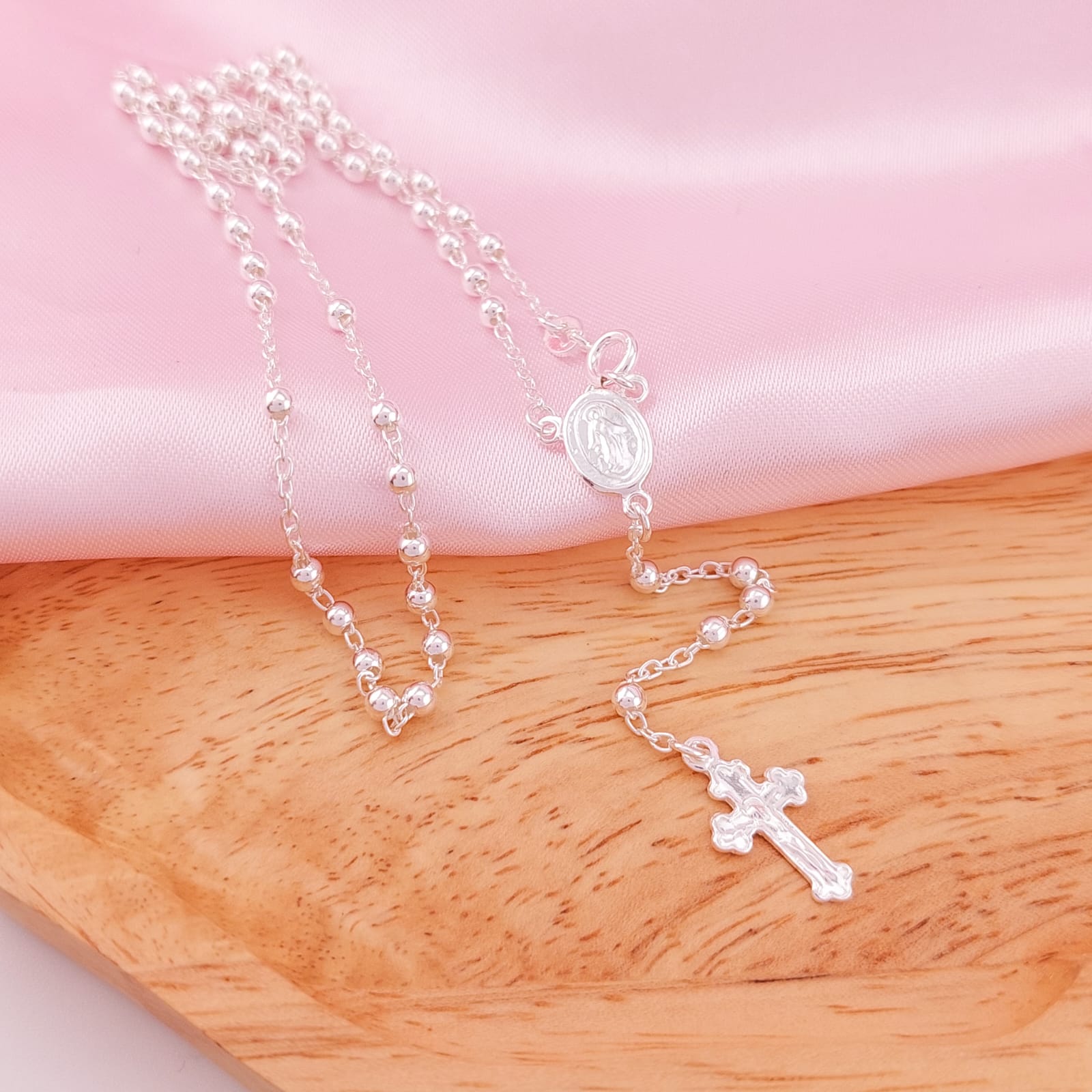 Rosario Corto 45cm Bola 3mm Plata 925 26194