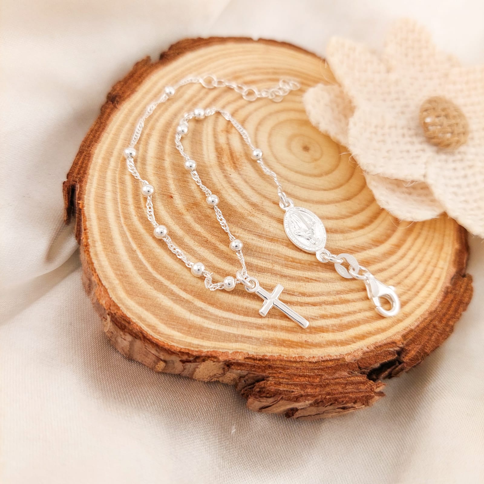 Pulsera Dama Denario Medalla Milagrosa 17.5cm-20cm Plata 925 26212