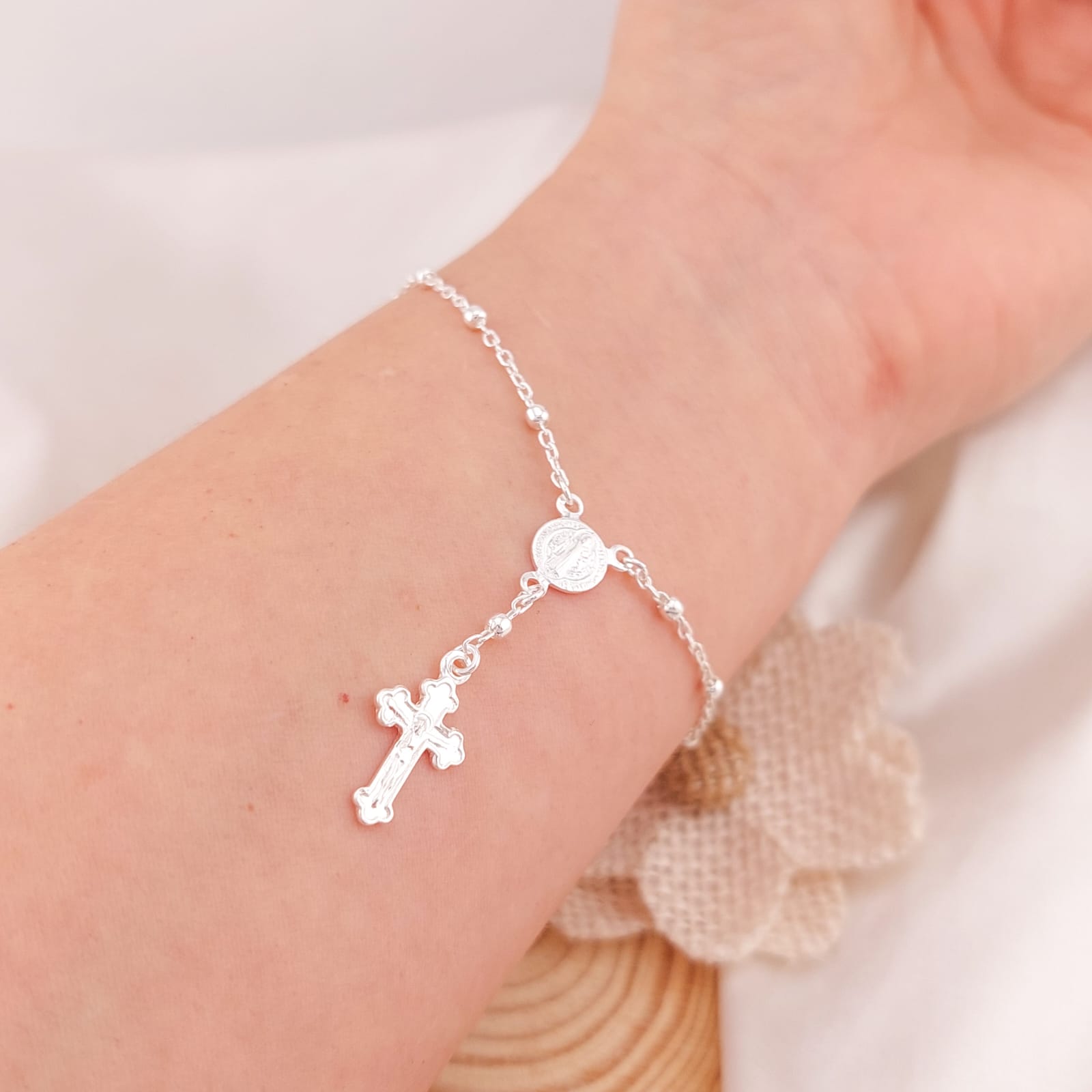 Pulsera Dama Denario San Benito 19cm Plata 925 26213