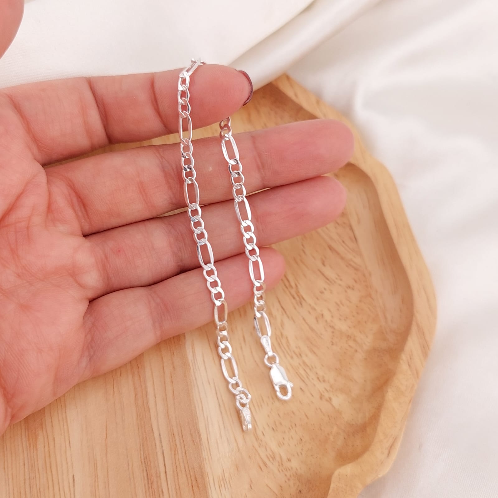 Pulsera Fígaro 19.5CM/4MM Plata 925 26210