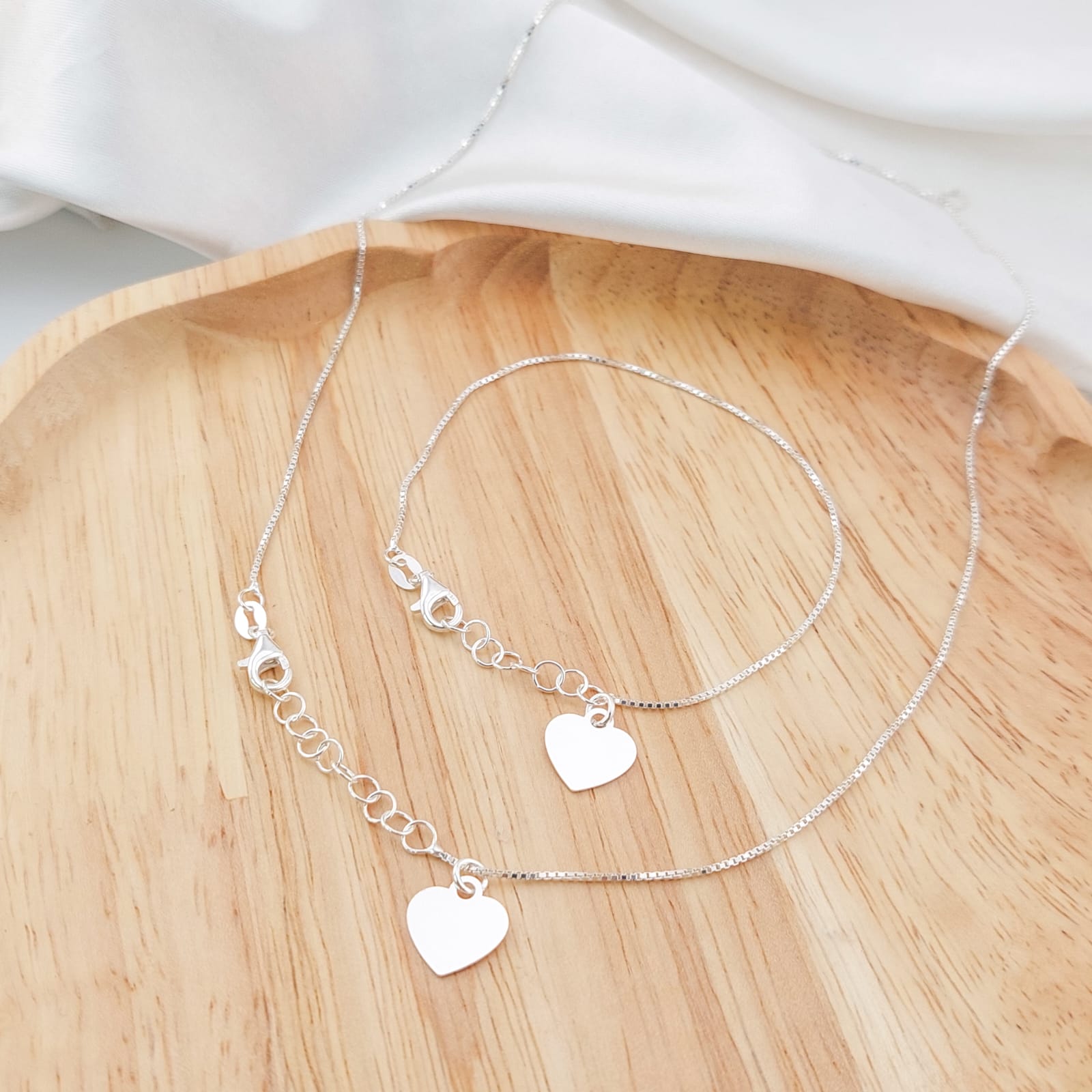 Juego Collar Placa 40-45cm/Pulsera Placa 17-18.5cm Plata 925 26259