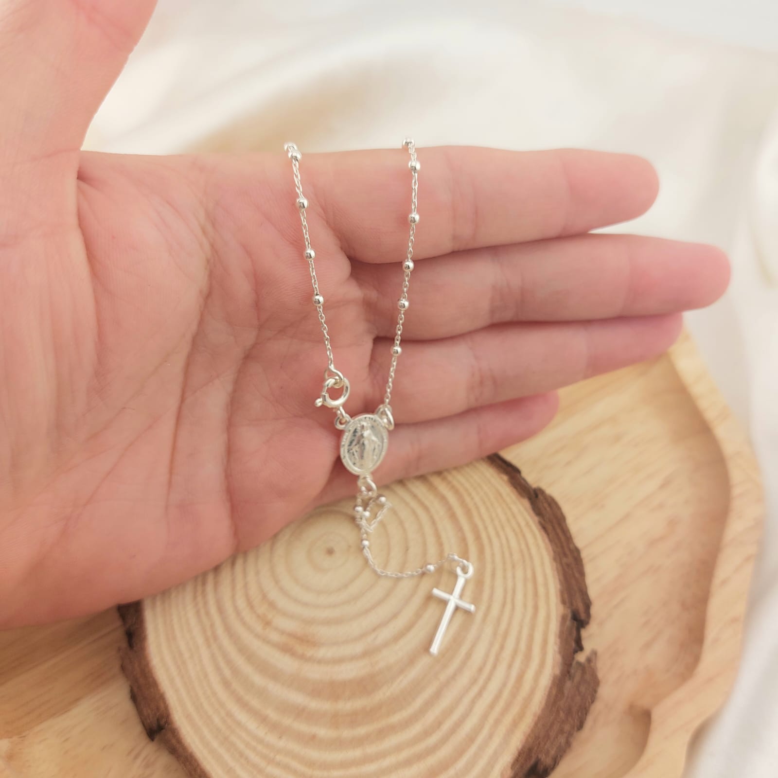 Rosario Virgen 50cm Bola 2mm Plata 925 26426