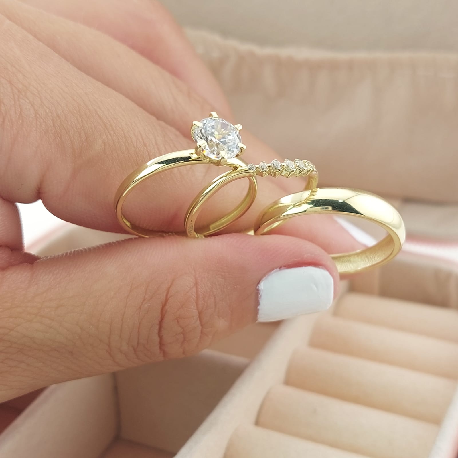 Anillos Trío Matrimonio Oro 10k 3.6g 26619