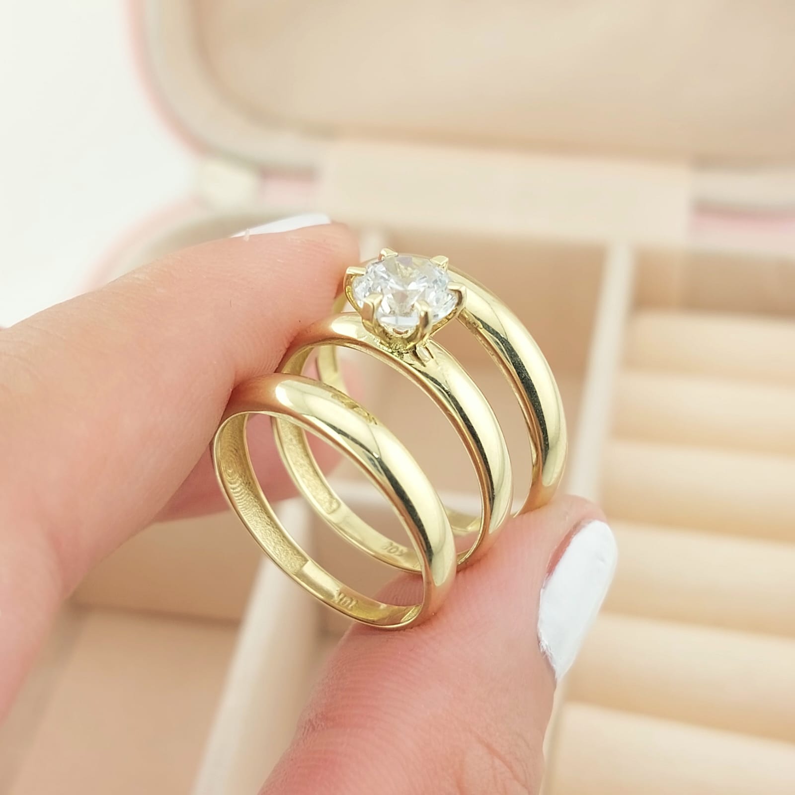 Anillos Trío Matrimonio Oro 10k 3.7g 26620