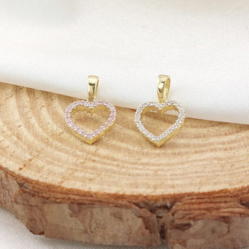 Dije Corazón 2 Lados Blanco y Rosado 10mm Oro 10k 26647