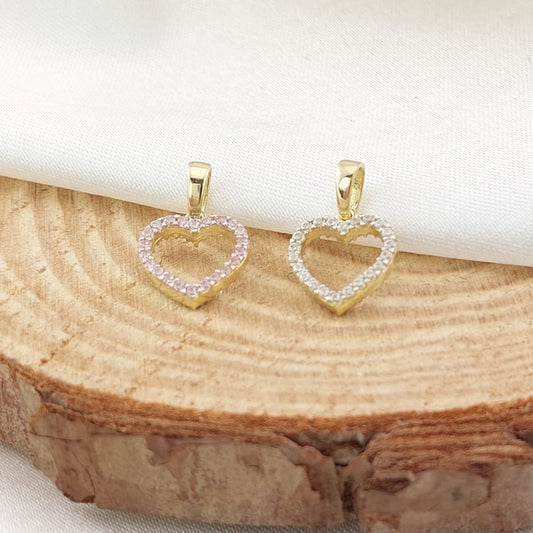Dije Corazón 2 Lados Blanco y Rosado 10mm Oro 10k 26647
