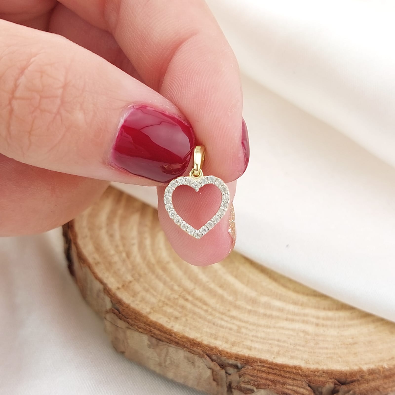 Dije Corazón 2 Lados Blanco y Rojo 10mm Oro 10k 26648