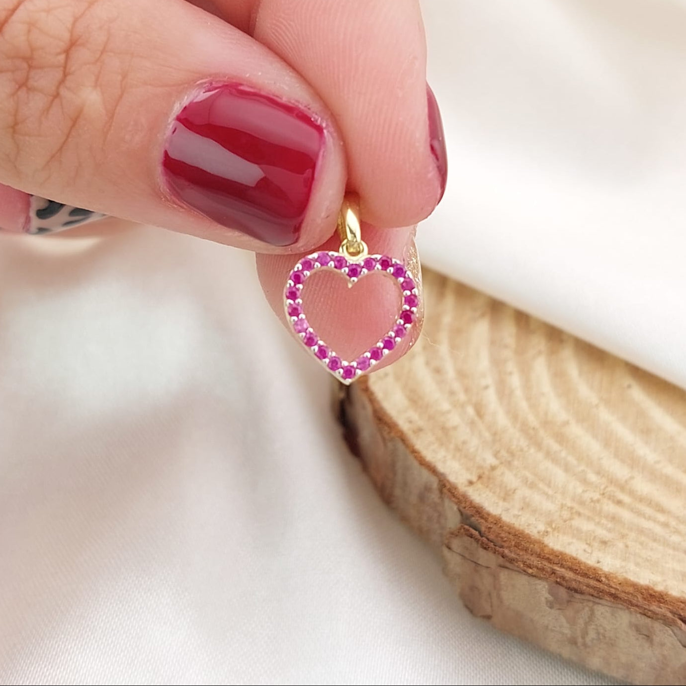 Dije Corazón 2 Lados Blanco y Rojo 10mm Oro 10k 26648