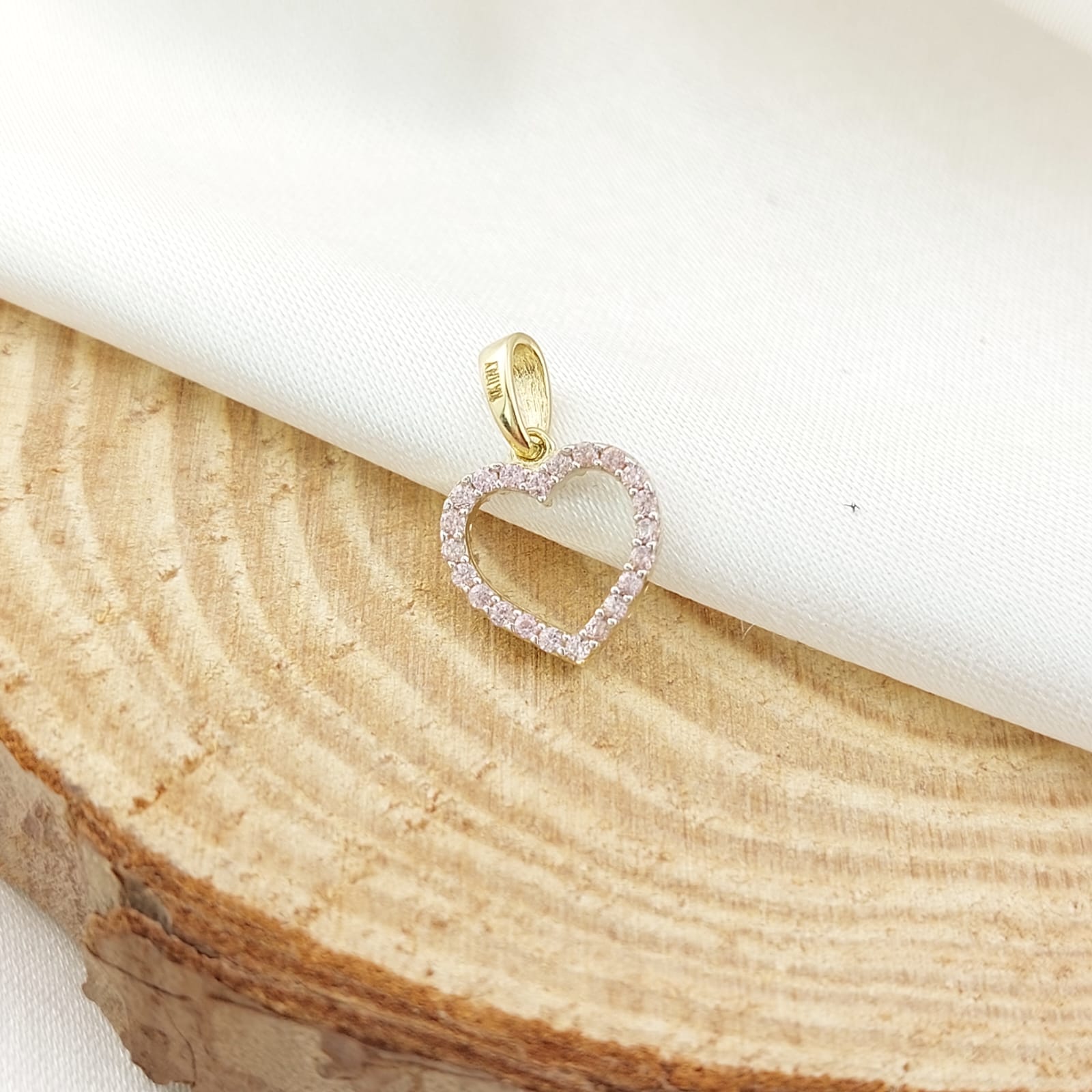 Dije Corazón 2 Lados Blanco y Rosado 10mm Oro 10k 26647