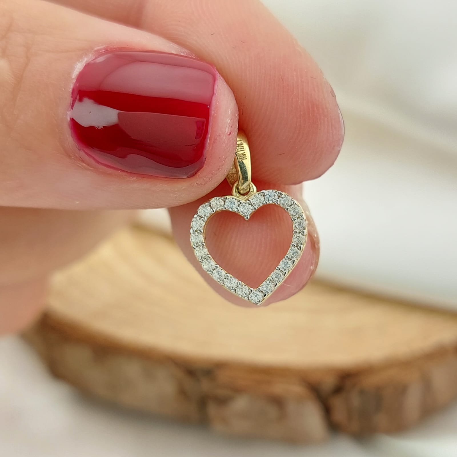 Dije Corazón 2 Lados Blanco y Morado 10mm Oro 10k 26649